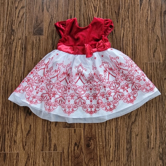 Jona Michelle Toddler Girl Special Occasion Dress Embroidery Red Wine White Sz 2 - Picture 2 of 13